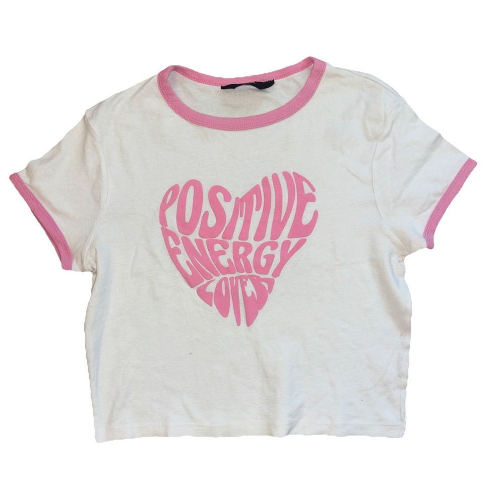 Y2K Graphic Tee Fairy Sz L Cottagecore Baby Tee Heart Positive Vibes Girly Femme